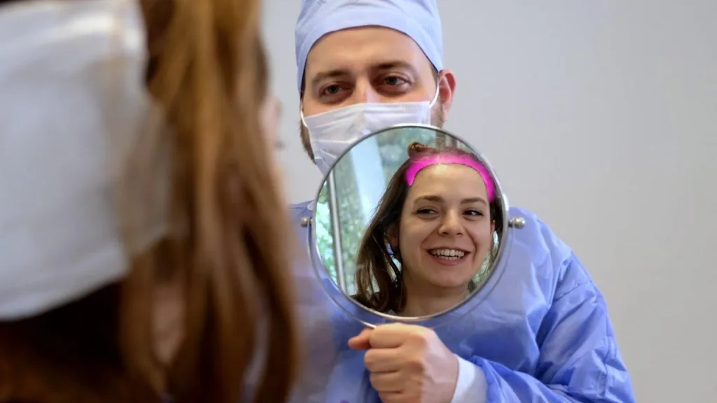 Frauen mit hoher Stirn