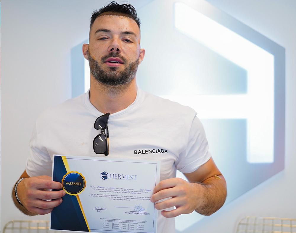 beard transplant patient certificate