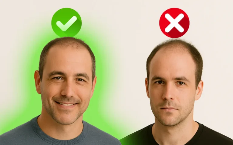 A man in his 30s after a natural-looking hair transplant – discussing the best age for hair transplant