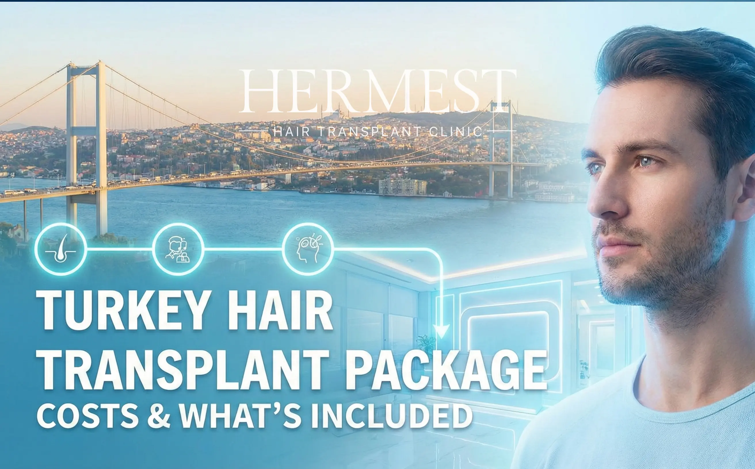 Detailed guide about Turkey hair transplant package costs and inclusions by Hermest Hair Transplant Clinic.