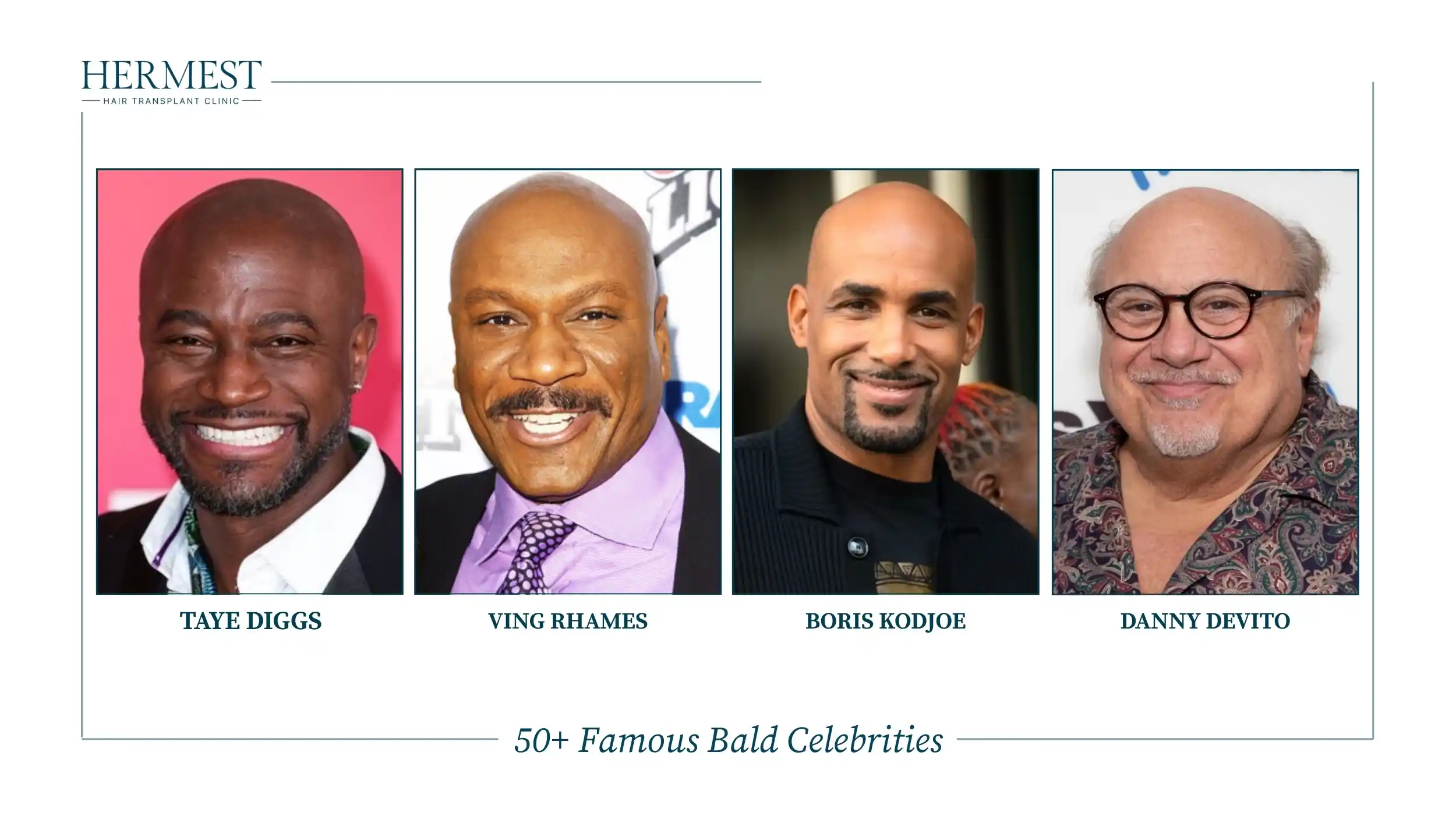 Bald actors Taye Diggs, Ving Rhames, Boris Kodjoe and Danny DeVito