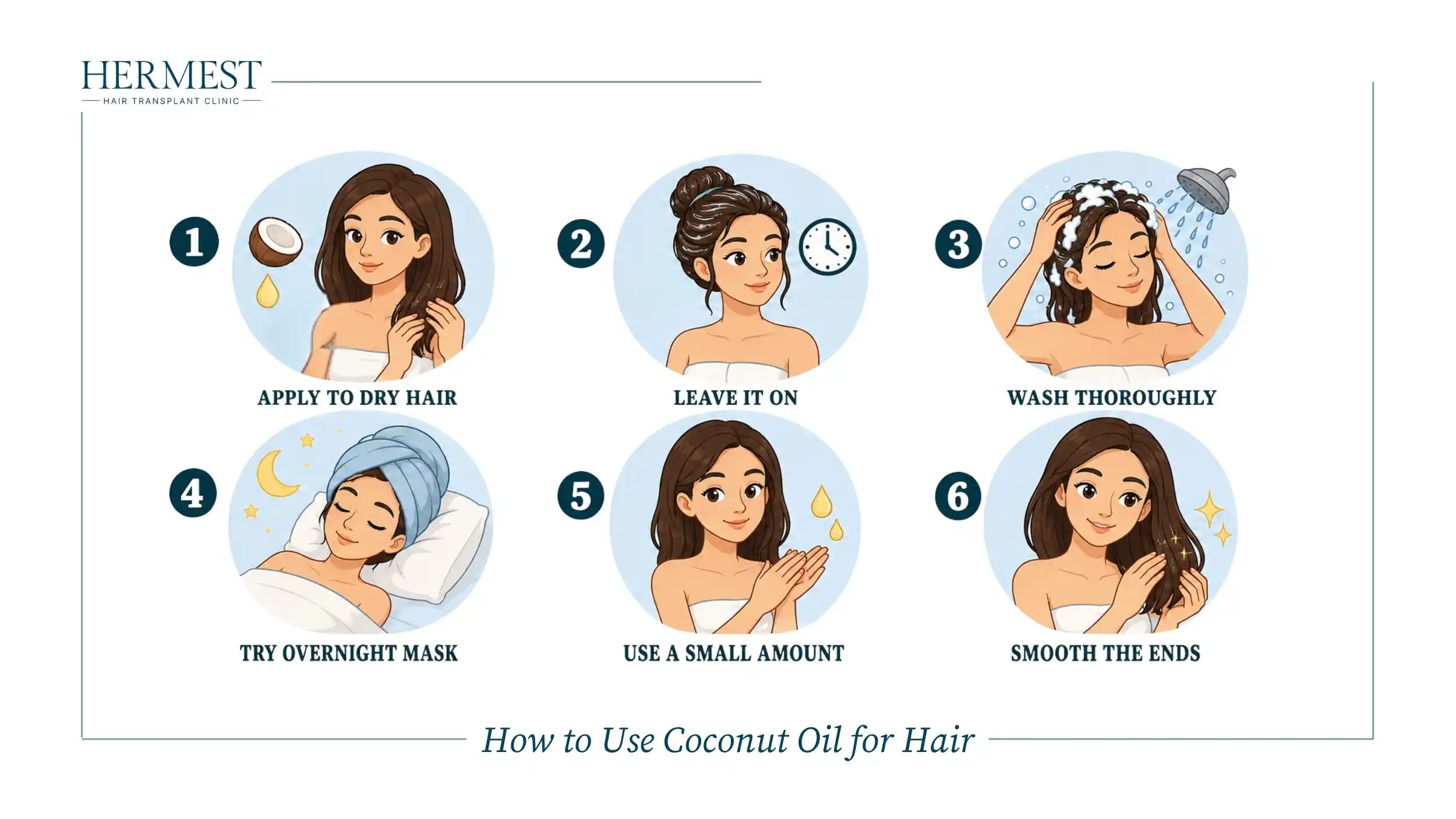 Six steps to use coconut oil for hair, from applying to dry hair to an overnight mask