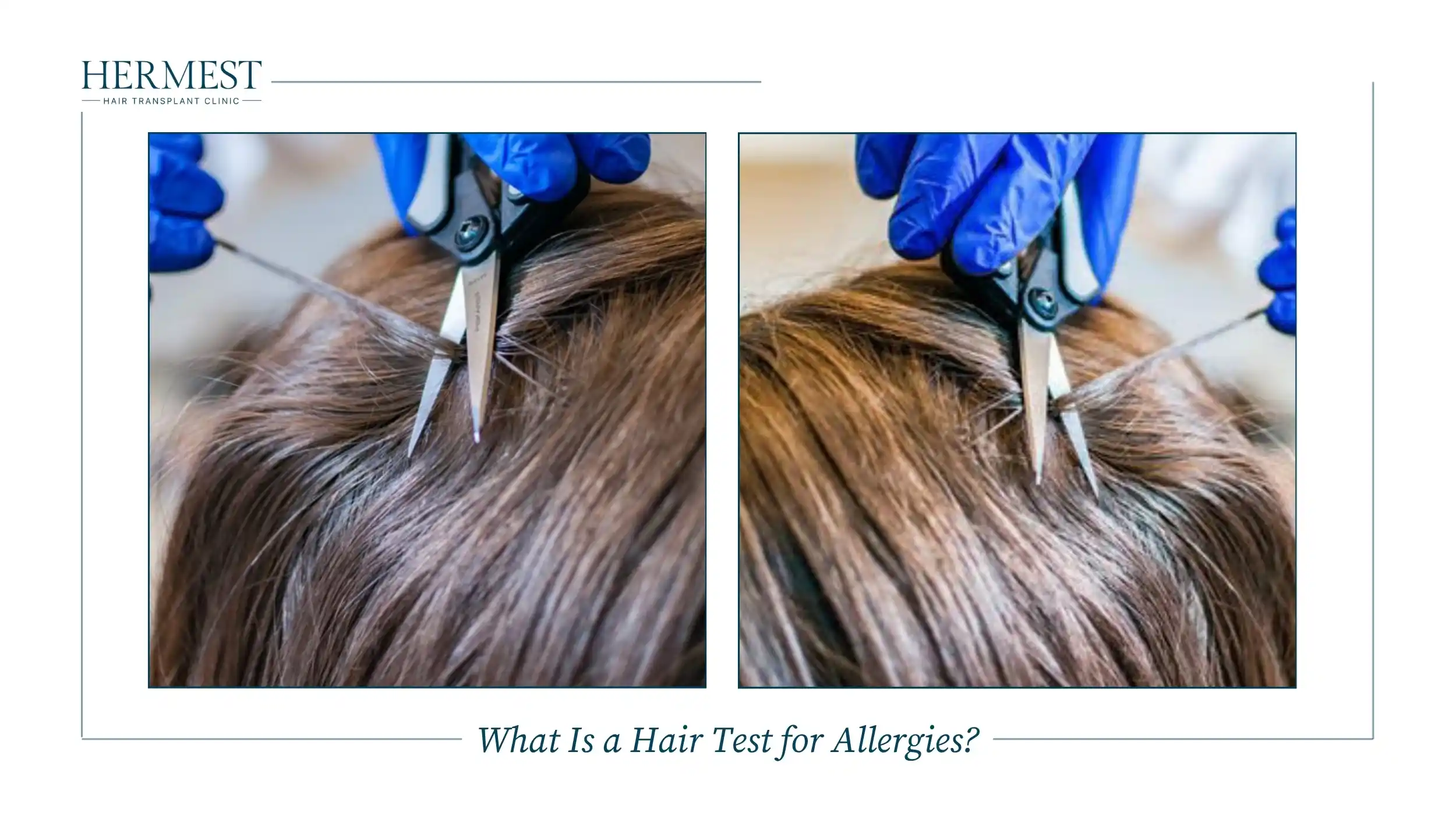 A gloved technician snipping a small strand of hair to collect a sample
